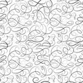 Abstract swirl line pattern. Calligraphic draw seamless backgro