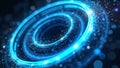 Abstract Swirl of Neon Blue Concentric Circles Royalty Free Stock Photo