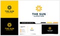 Abstract swirl sun logo concept with business card template Royalty Free Stock Photo