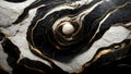 Abstract swirling black and white marble stone wallpaper. Texture imitating painting with running golden details. 3D rendering