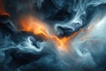 Abstract Swirling Blue and Orange Smoke Pattern Royalty Free Stock Photo