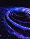 Abstract swirling blue and purple particles form a dynamic vortex pattern on a dark background with bokeh effects Royalty Free Stock Photo