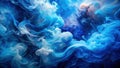 Abstract swirling blue and white ink clouds a visually stunning underwater color diffusion scene. Generative AI Royalty Free Stock Photo