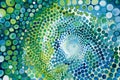 Abstract Swirling Circles, A Kaleidoscope of Blues and Greens in a Dynamic, Visually Stunning Pattern, Evoking Feel