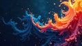Abstract swirling color symphony intertwined hues of blue and orange in a dynamic fluid composition. Generative AI Royalty Free Stock Photo
