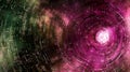 Abstract Swirling Data Tunnel Futuristic Technology Background Pink and Green Digital Vortex