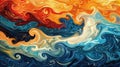 Abstract swirling fire and water pattern