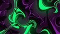 Abstract swirling fluid forms in vibrant green and purple with dark background Royalty Free Stock Photo