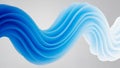 Abstract swirling fluid shape with vibrant blue and white gradient colors on a light gray background Royalty Free Stock Photo