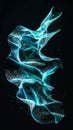 Abstract Swirling Light Blue Energy Form With Tiny Glowing Particles On Black Background Royalty Free Stock Photo