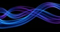 Abstract Swirling Blue and Purple Light Trails on Black Background curve wave Royalty Free Stock Photo