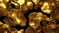 Abstract swirling metallic gold liquid surface with dark black crevices and reflections Royalty Free Stock Photo