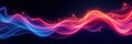 Abstract swirling multicolored waves, black backdrop, digital, complex, curve