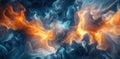 Abstract Swirling Orange and Blue Smoke Pattern Royalty Free Stock Photo