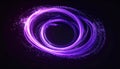Abstract Swirling Purple Light Trails and Particles Motion Effect on Black Background Royalty Free Stock Photo