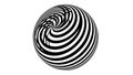 Abstract Swirling Sphere with Black and White Stripes Royalty Free Stock Photo