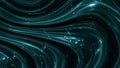 Abstract swirling teal and black waves with metallic sheen and light reflections Royalty Free Stock Photo