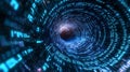 Abstract swirling tunnel of digital code data stream Royalty Free Stock Photo