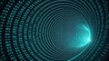 Abstract swirling vortex of binary code data stream digital tunnel technology concept Royalty Free Stock Photo