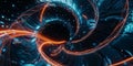 Abstract Swirling Vortex of Blue and Orange Light Trails and Glowing Particles image Royalty Free Stock Photo