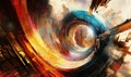 Abstract swirling vortex with vibrant colors and dynamic patterns