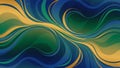 Abstract Swirling Waves of Blue Green and Gold with Gradient Effect background curves Royalty Free Stock Photo