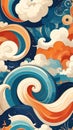 Abstract Swirling Waves and Clouds in Vibrant Retro Colors Royalty Free Stock Photo