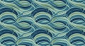 Abstract Swirling Waves Pattern in Shades of Blue and Green Royalty Free Stock Photo