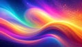 Swirling abstract waves of vibrant rainbow colors with sparkling light particles and deep space background Royalty Free Stock Photo