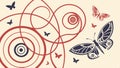 Abstract swirls and butterflies pattern design element vector design Generative AI Royalty Free Stock Photo