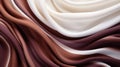 Abstract swirls of chocolate and cream satin fabric create a luxurious and artistic display. Ai Generated