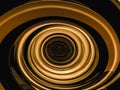 Abstract swirly gold shape on black background. 3D