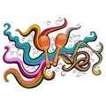 Abstract swirly musical background with Maraca shaker music instrument