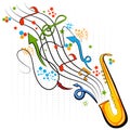 Abstract swirly musical background with Saxophone music instrument