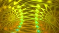 Abstract swirly twisted wavy fluid like plastic background in vivid shining yellow and green