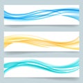 Abstract swoosh smooth wavy line headers or banners vector set Royalty Free Stock Photo