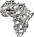 Abstract symbol Africa in Clouded leopard camouflage