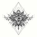 Abstract symbol of All-seeing Eye in Boho style for tattoo black on white Royalty Free Stock Photo