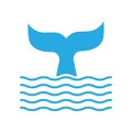 Abstract symbol of whale tail and sea wave. Royalty Free Stock Photo