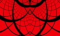 Abstract symmetrical geometric pattern. Black spiderweb on a red background Royalty Free Stock Photo
