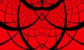 Abstract symmetrical geometric pattern. Black spiderweb on a red background Royalty Free Stock Photo