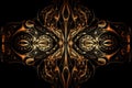 abstract symmetrical pattern on a black background, with a touch of metallic shine