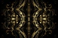 abstract symmetrical pattern on a black background, with a touch of metallic shine