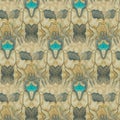 Abstract symmetrical pattern of Indonesian batik beige color, batik motif, batik blur pattern.