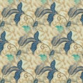 Abstract symmetrical pattern of Indonesian batik beige color, batik motif, batik blur pattern.