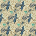 Abstract symmetrical pattern of Indonesian batik beige color, batik motif, batik blur pattern.