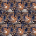 Abstract symmetrical pattern of Indonesian batik, floral motif, batik blur pattern.