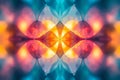 Abstract symmetrical pattern with vibrant colors and blurred edges, creating a dynamic and visually appealing desig