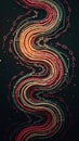 Abstract symmetrical spiral with vibrant color gradients and line art accents