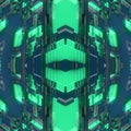 Abstract symmetrical technogenic scene. 3d rendering illustration Royalty Free Stock Photo